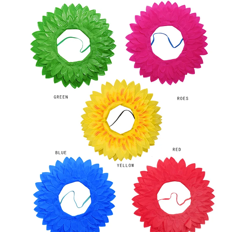 Party Supplies Headgear Flower Clown Mask Sunflower Sports Hand Take Flower Dance Props Children's festival celebration supplies - 5