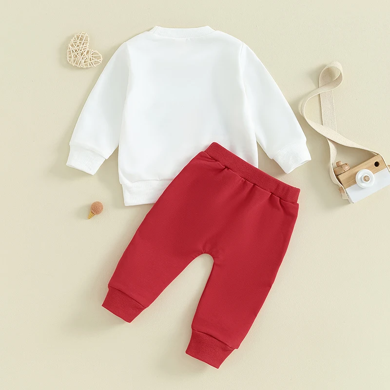 -09-23 Lioraitiin 0-3Y Toddler Baby Boy Valentine&rsquo;s Day Outfits Long Sleeve Sweatshirt + Heart Trousers Pant Clothes Set