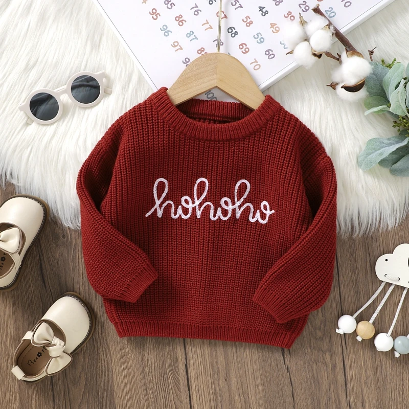 0-36months Baby Girls Sweater Long Sleeve Crew Neck Letters Winter Warm Knit Pullover Sweater For Infant For Girls