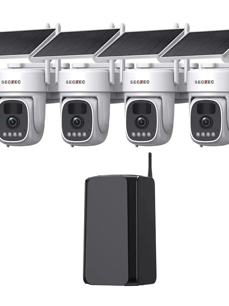 4-Camera Kit Solar Security Camera Outdoor Wireless Wifi SECTEC PTZ Cam 5MP HD Auto Track Colour Night Vision IP66 Zero Fees