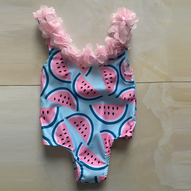 Baby Girl Two Piece Swimsuit Clothes Set Infant Summer Bow Swimwear Children Ruffle Bodysuit Girls Printed Beach Wear