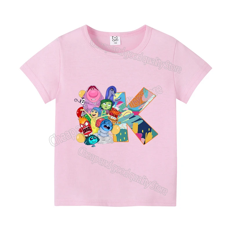 thumbnail image 1 of Camiseta con letras "Inside Out" para niños, playera con combinación de nombre, ropa informal Kawaii de dibujos animados, Tops Harajuku para niños y niñas, 2 letras A B C, 1 of 5