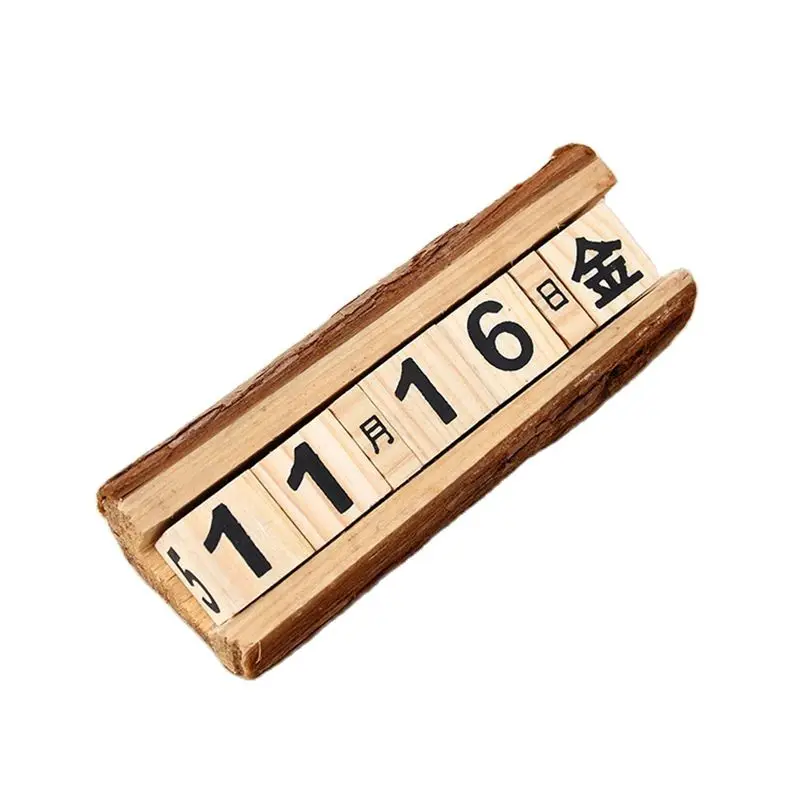 DIY Wood Block Perpetual Calendar Month Date Display Desktop Calendar Wood Calendar Fashion Home Office Decoration Gift