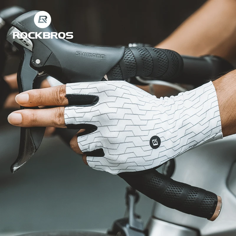 ROCKBROS Road Cycling Gloves Half-Finger High-End One-Piece Palm Pad Shock-Absorption Bicycle Gloves MTB Road Racing Gloves Men 2