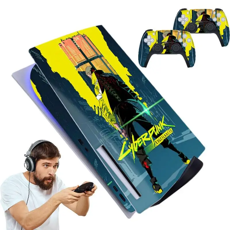 For PS5 Disk Edition Game Console Whole Body PVC Skin Decor Sticker with Dual Controller Decals, for PlayStation 5 Accessories
