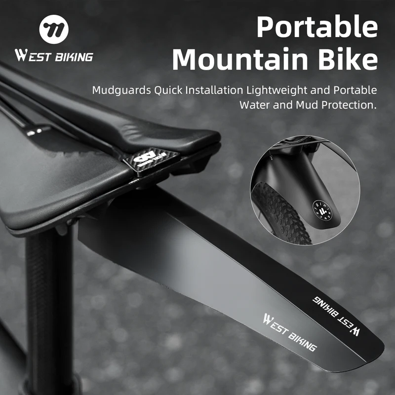 WEST BIKING MTB Bicycle Fender 2pcs Portable Mountain Bike Fenders Dustproof Cycling Mudguard Splash Guard Bike Accessories