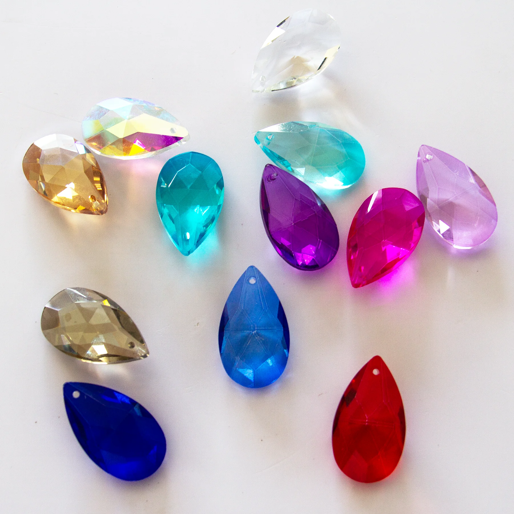 1.49-inch 8pcs Crystal Waterdrop Net Pendant Curtain Bottom and Lighting Pendant Sun Catcher Christmas Halloween Decoration
