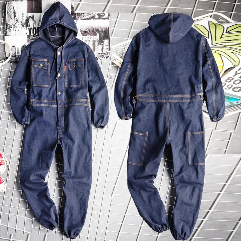 

Denim Coverall Electric Welding Suit Labor Clothes Auto Repairman Workwear Fit 170/175/180/185/190cm 4XL Security Protection