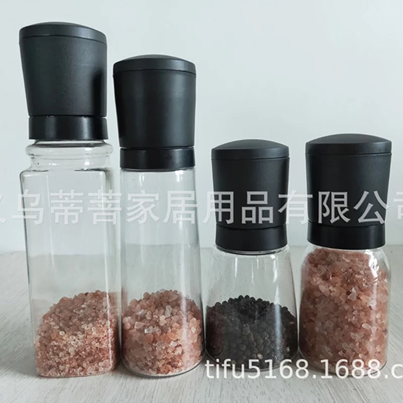 

Plastic Pepper Mills Light Seasoning Box Plastic Grinding Bottle Rose Salt Pepper Grinder Barbecue Pepper Mill Set with Ceramic