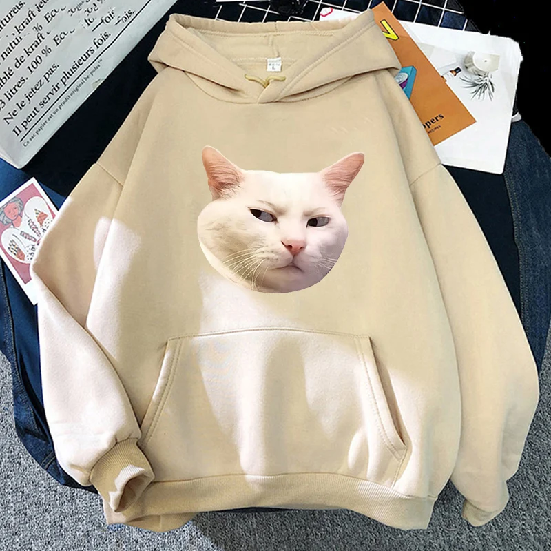 

Meme Cat HUH Print Sweatshirts Japanese Anime Clothing Graphic Hoodies Female/male Prevalent Autumn Winter Fleece Pullover