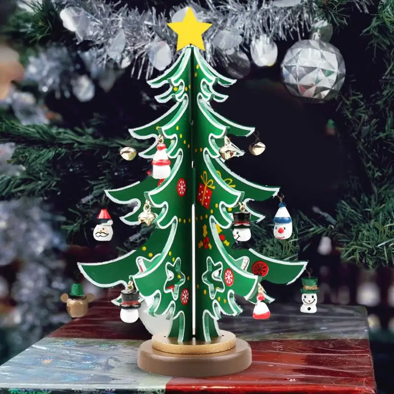 

Mini Wooden Christmas Tree Tabletop Decoration Merry Christmas Decoration for Xmas New Year Gifts Bedroom Homes Bars Shops
