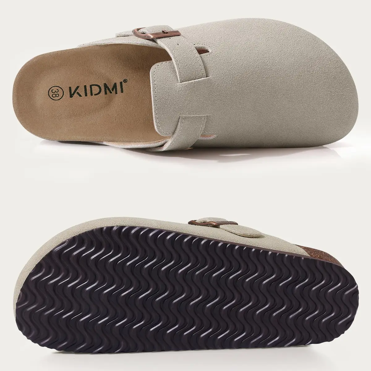 Litfun Retro Cork Clogs Slippers For Men Fashion Men Mules Shoe with Arch Support Unisex Classic Beach Shoes Men's Suede Sandals — view 5