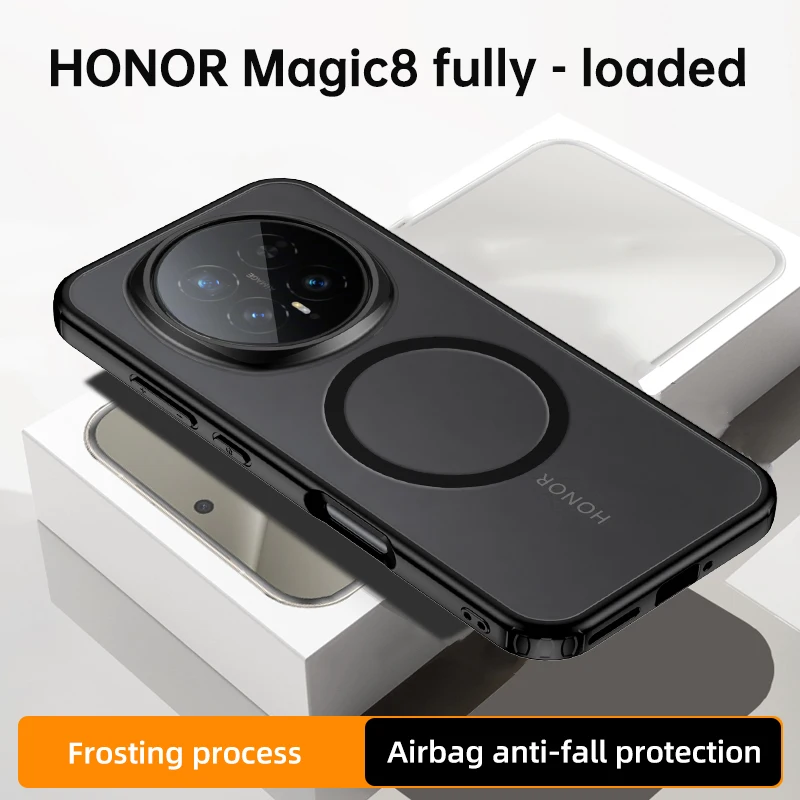 Magnetic Translucent Matte Hard PC Shockproof Case - Semitransparent Back Cover