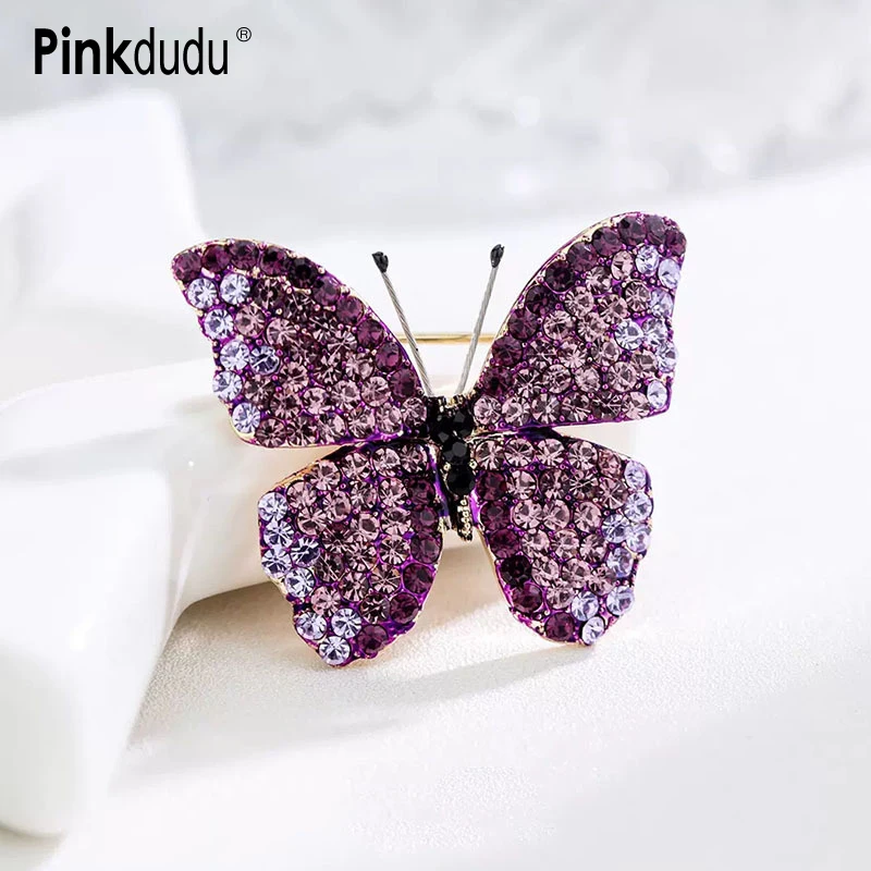 

Pinkdudu Fashion New Purple Butterfly Brooch Elegant Personality Lady Flash Acrylic Insect Brooch for Women Jewelry PD1067