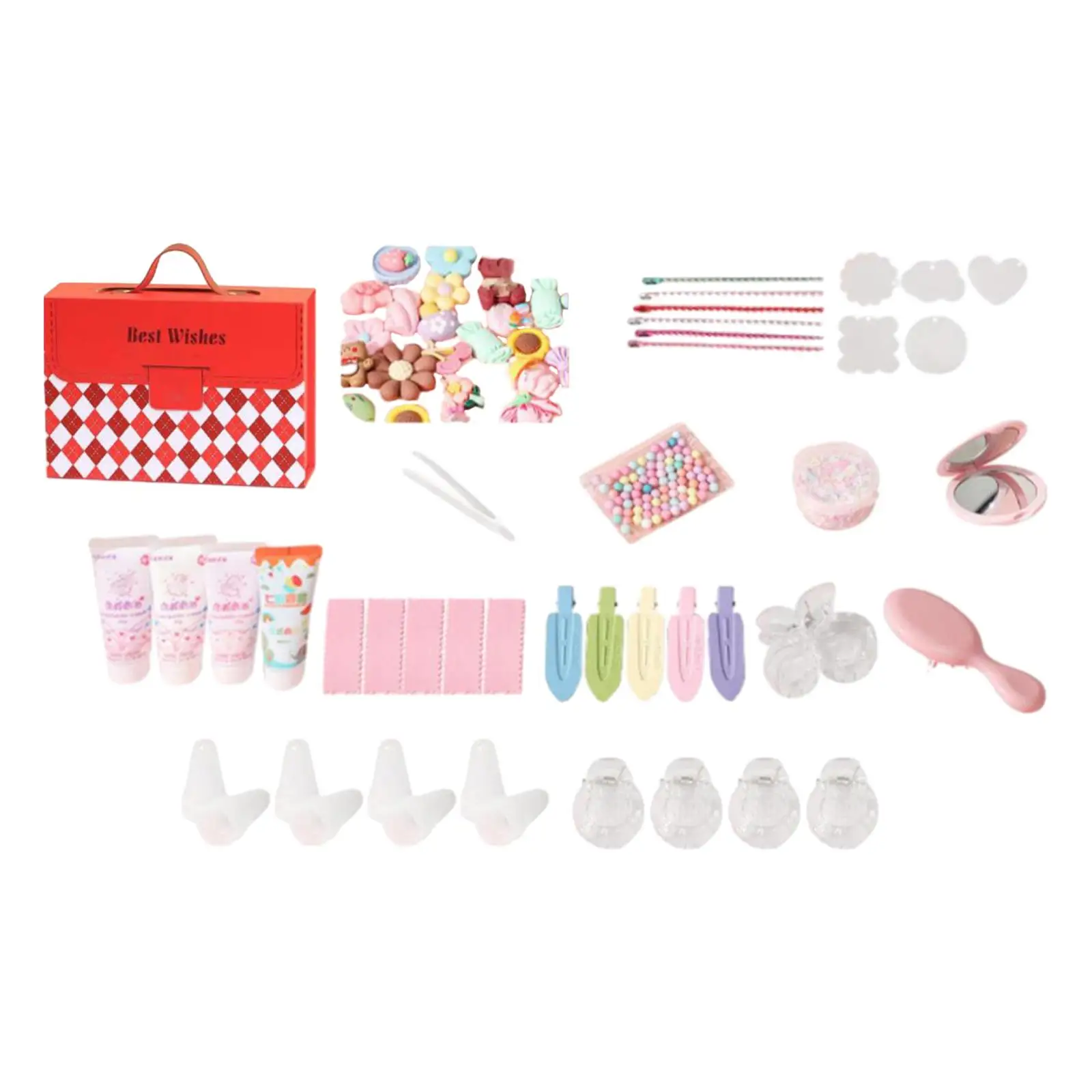Simulation Cream Glue Set Cartoon Hair Grips Toys Gifts Hairpins DIY Material for Beginners Craft Lovers Girls Boys Adults Teens