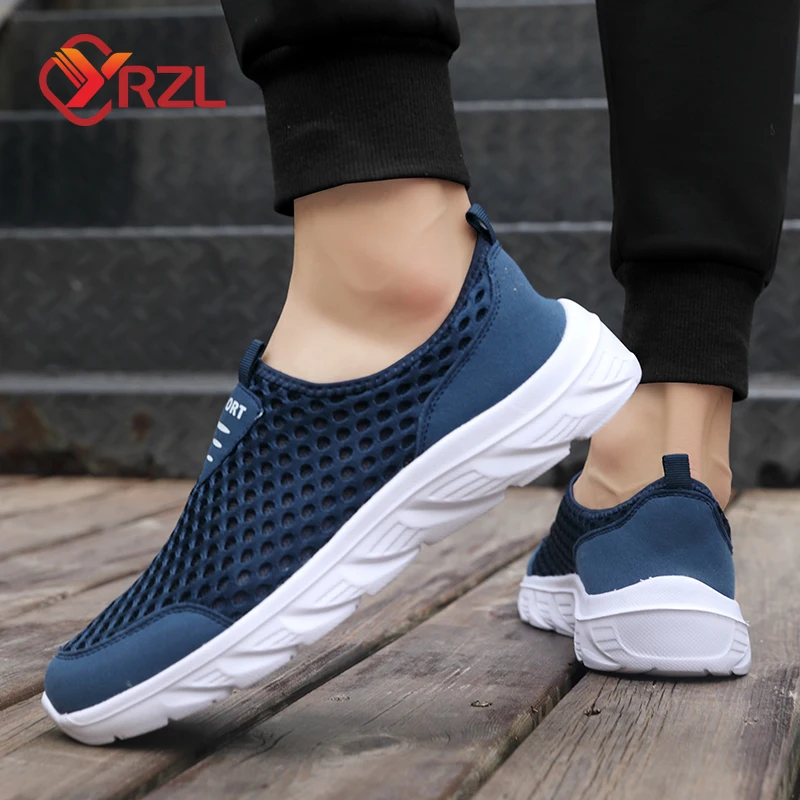 YRZL Lightweight Men Casual Shoes Breathable Slip on Male Casual Sneakers Anti-slip Men's Flats Outdoor Walking Shoes Size 39-46 6