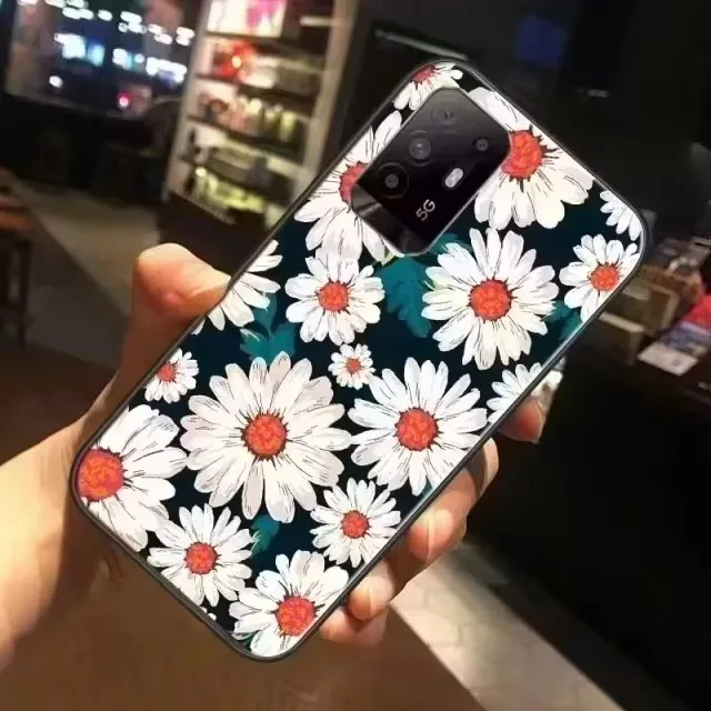 3D Flower Relief Silicone Emboss Back Cover - Soft Protective Cartoon Design