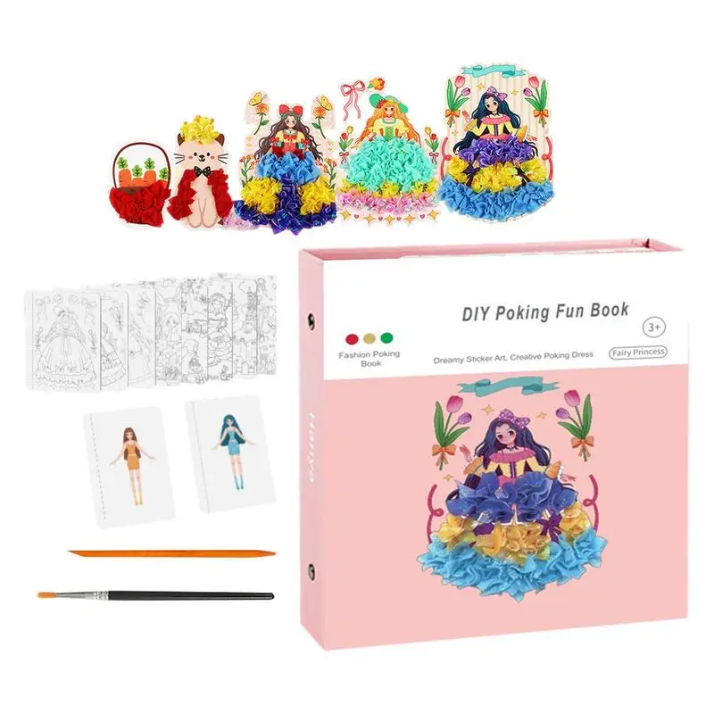 

Fabric Art Frenzy For Kid DIY Poke Fun Toys Fashion Design Drawing Book Kids Craft Kit Educational Toys Cartoon Activity Book