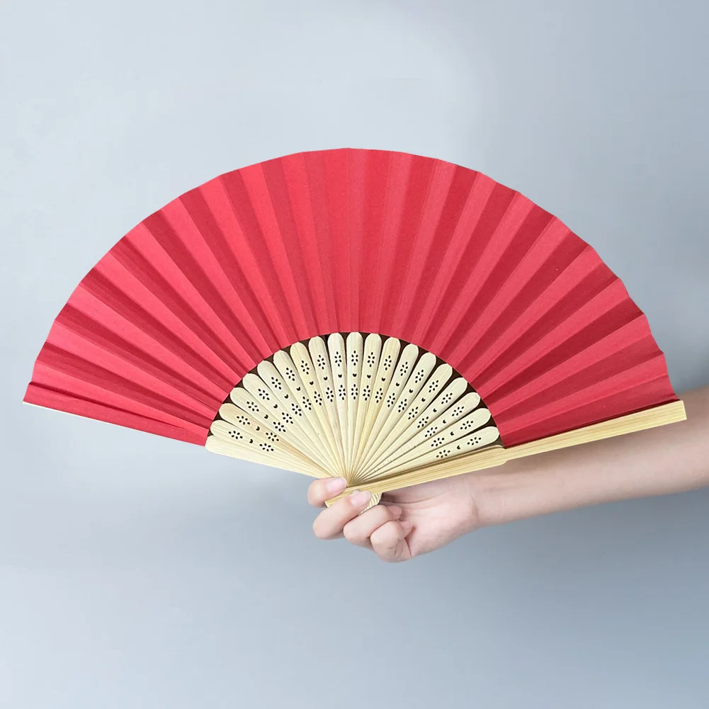Hand Fan Pocket Folding Fan Solid Color Bamboo Paper Wedding DIY Guest Gift for Wedding Birthday Summer Party