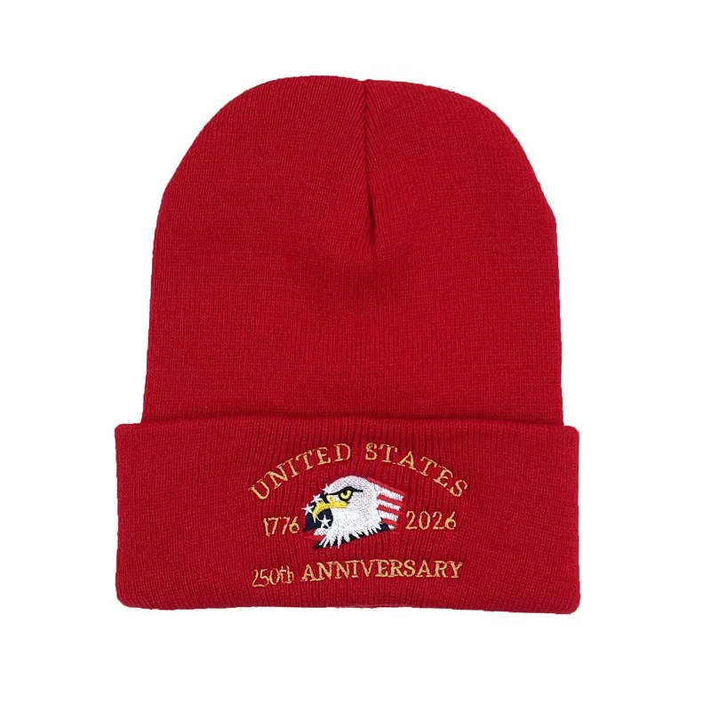 250th Anniversary USA Knit Hat Warm Cozy Embroidery Beanie for Women/ Men 5