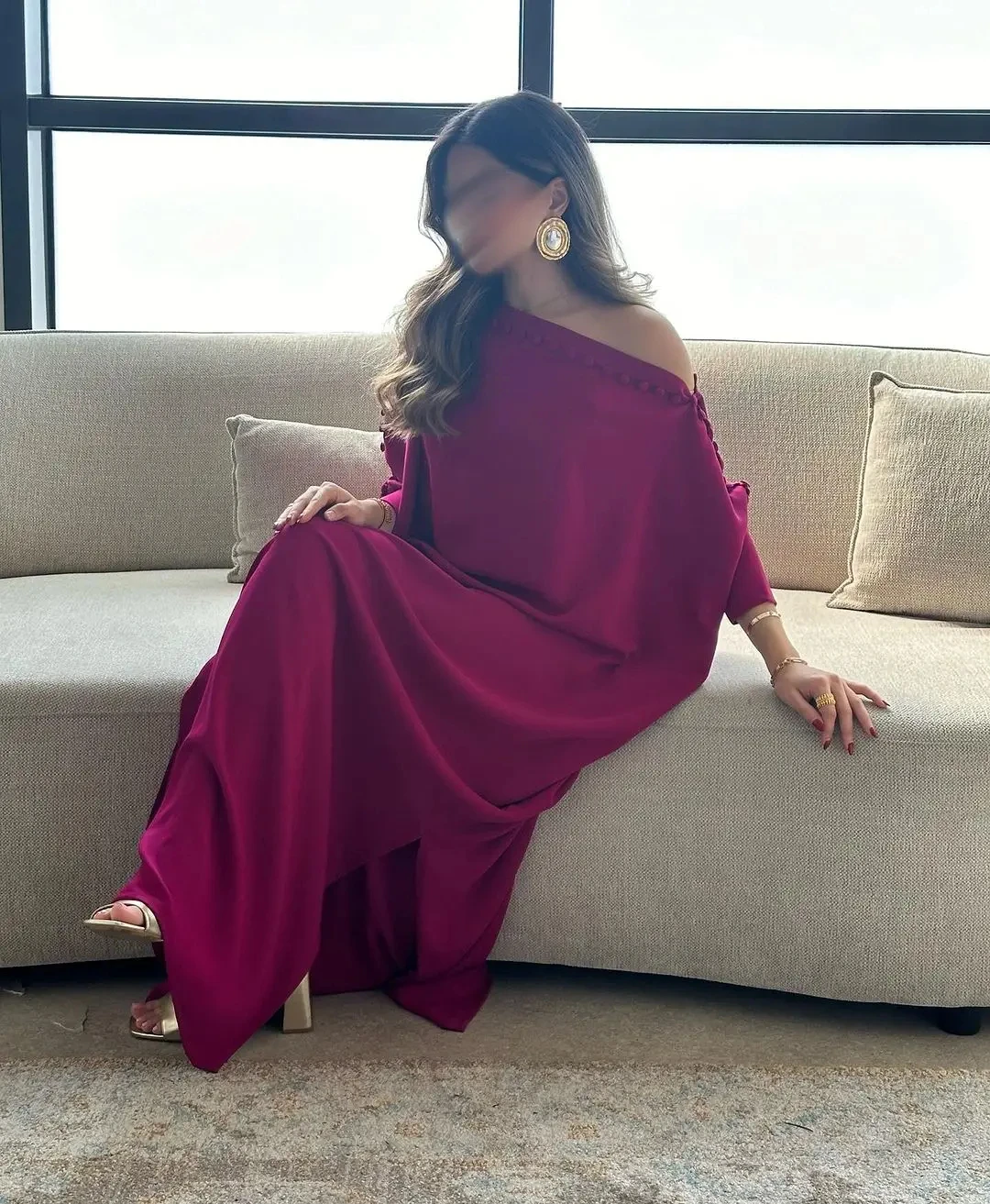 

Vintage Evening Dresses For Women Party One Shoulder Prom Dresses Pleated Buttons Floor Length Saudi Arabia Long Sleeves 2024