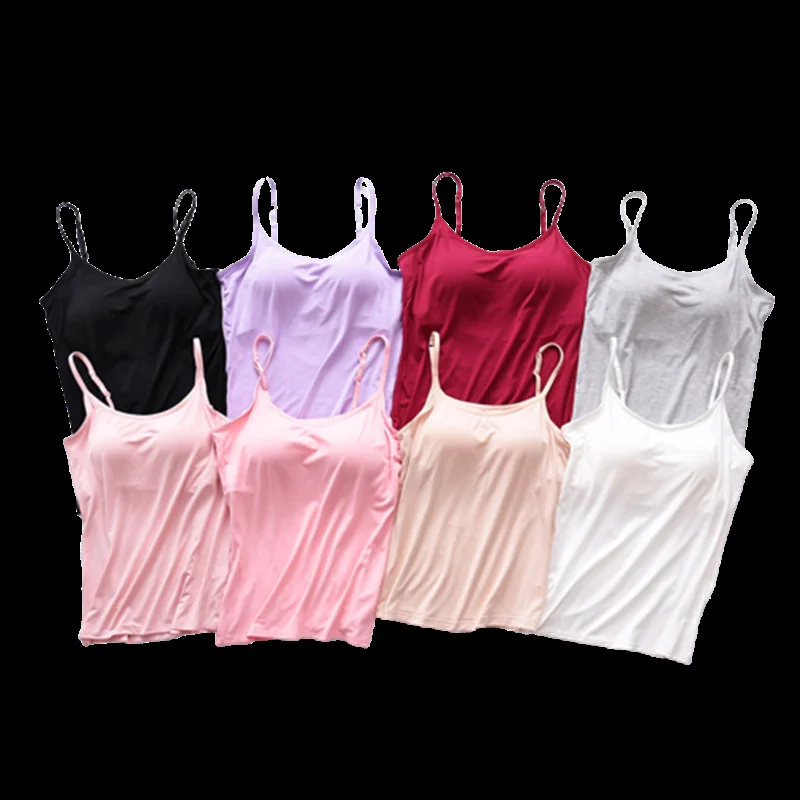 Women Padded Soft Casual Bra Tank Top Women's Spaghetti Cami Top Vest  Female Camisole With Built In Bra Summer Breathable Tops - AliExpress