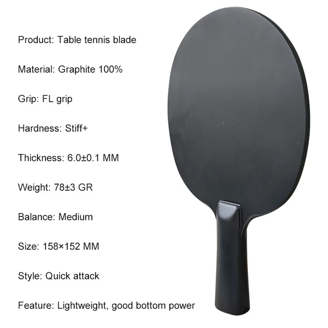 Full Graphite Table Tennis Blade, Lightweight Ping Pong Blade, Integrated Molding Pingpong Base Board for Attack, 100% Carbon 2