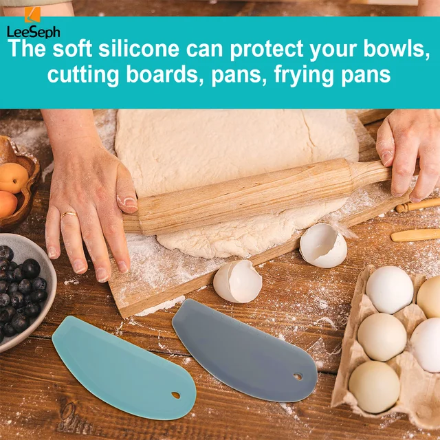Silicone Dough Scraper, Bowl Scraper, Flexible Multipurpose Kitchen Pastry Cutter Tool, Dough Cutter for Bread Dough Cake 3