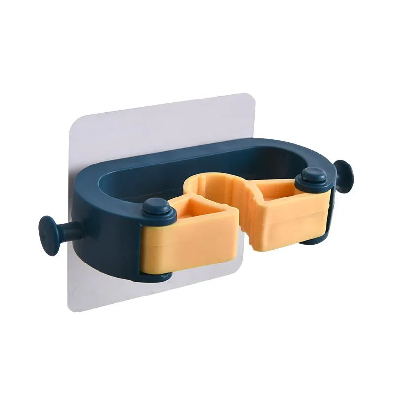 Mop & Broom Holder 1pc No Punching Mop Broom Holder Rack Grippers Clips Wall Mount Home Appliance Multi-Purpose Hooks Kitchen Bathroom Organizer