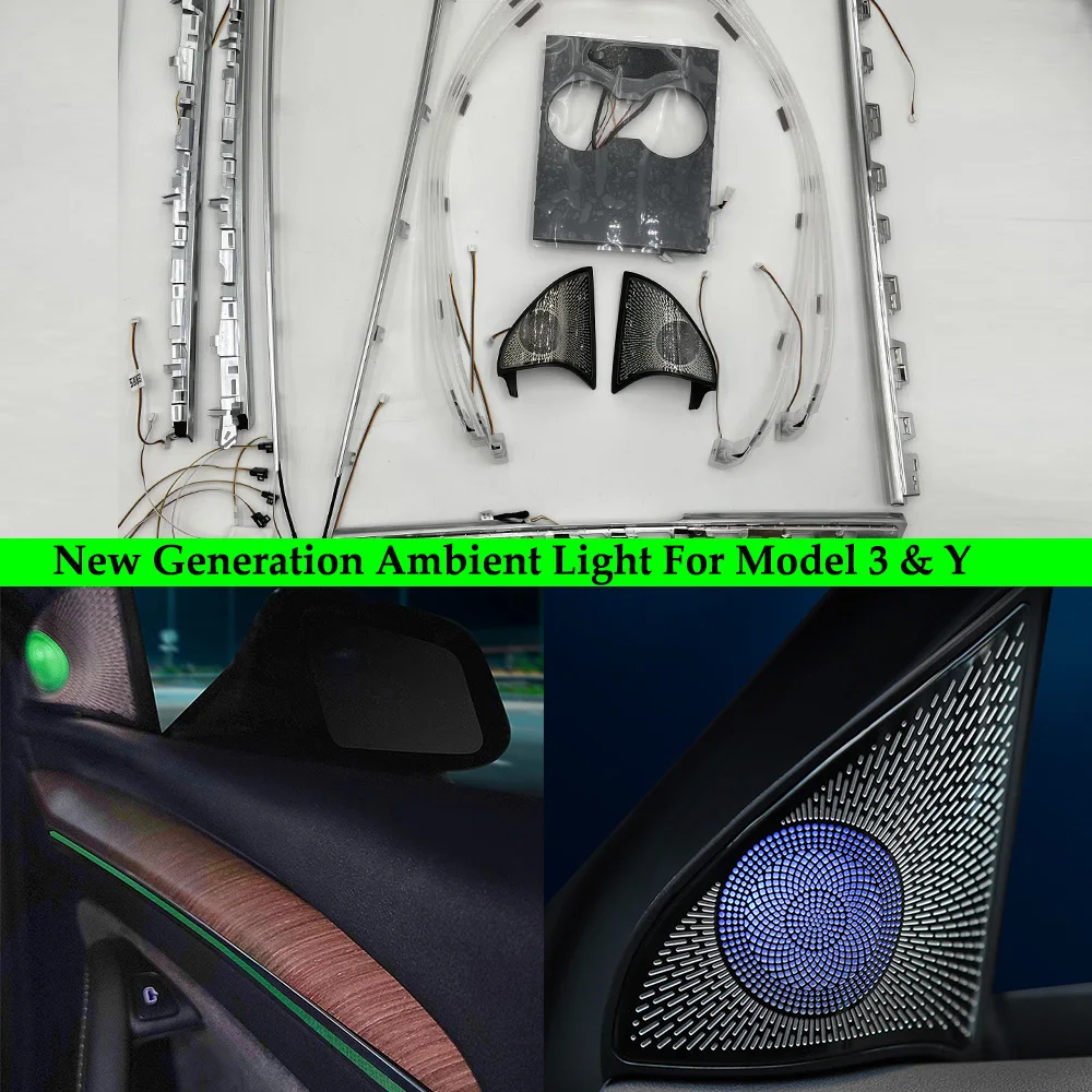 

For Tesla Model 3 Y Interior Ambient Light Center Console Dashboard Touch Panal Control LED Strip Light Laser Engraving Tweete