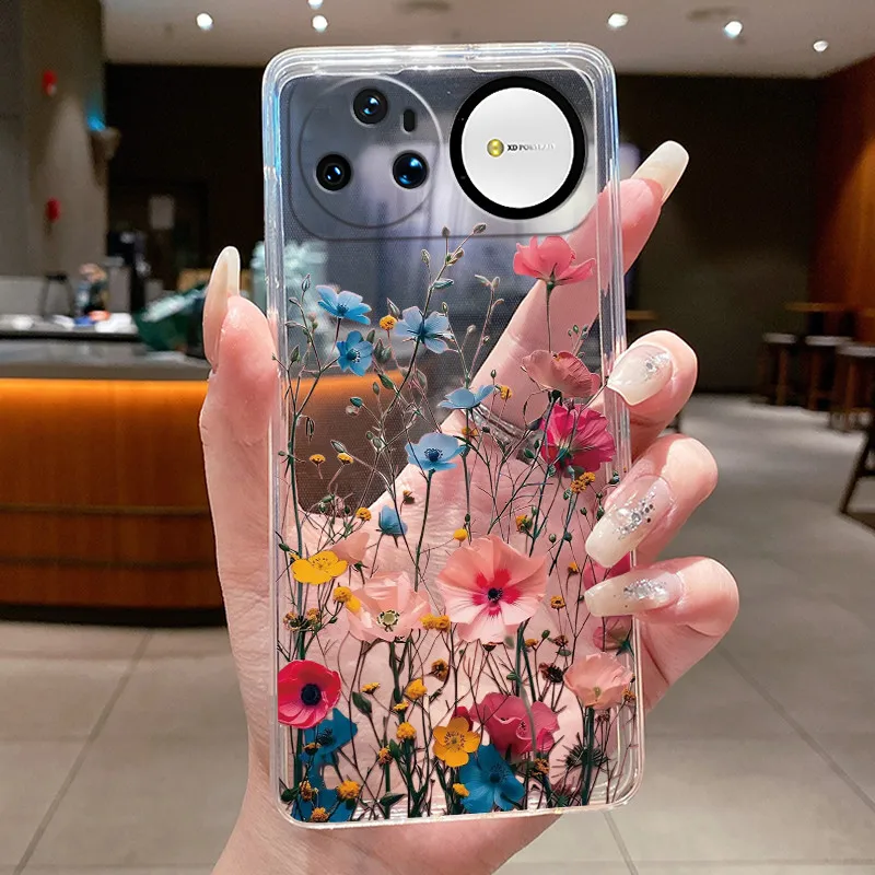 Clear Luxury Fashion Butterfly Flowers Soft TPU Phone Case