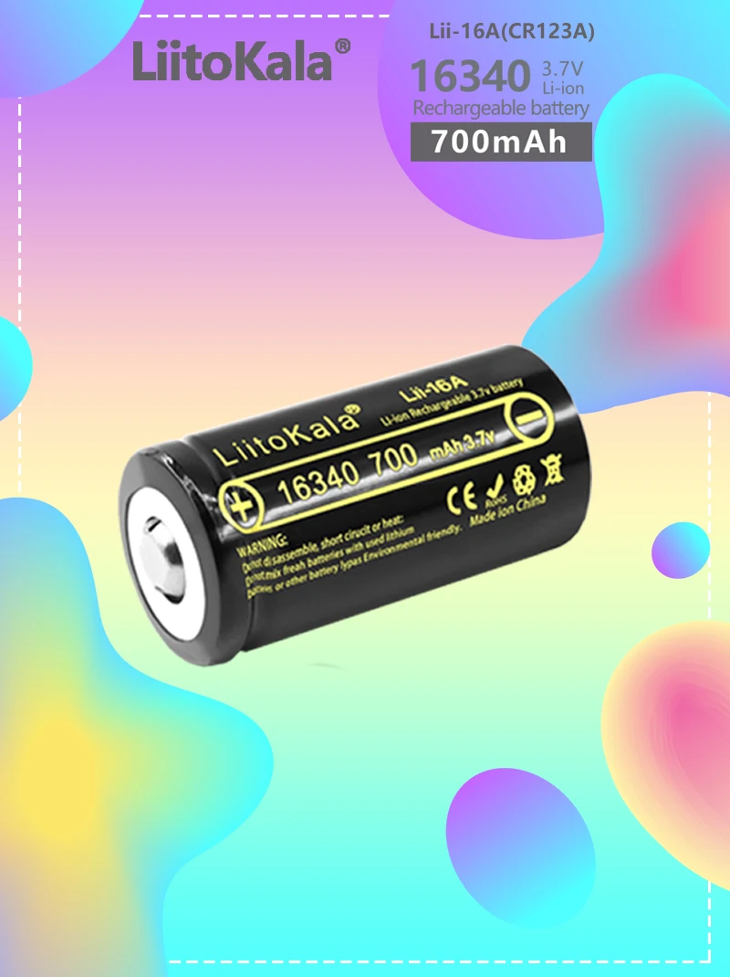 Liitokala Lii-16A Rcr123A 3.7V 16340 700Mah Batteria Ricaricabile Per Fotocamera Arlo Hd E Reolink Argus 3.7V Cr123A Ricaricabile