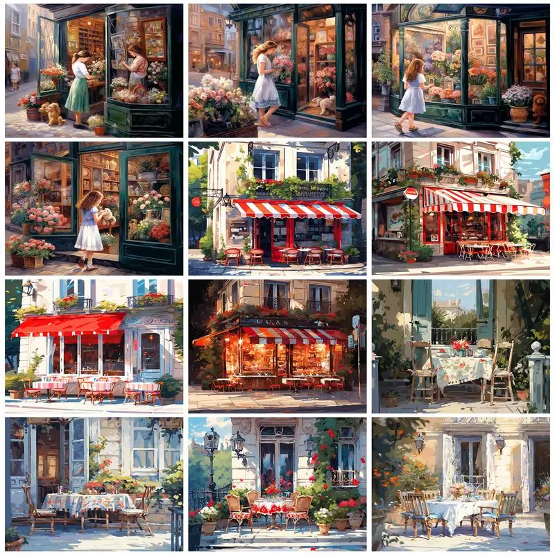 SDOYUNOCanvasPaintingByNumbersStoreLandscapeMarkersByNumbersDiyCraftsHotel