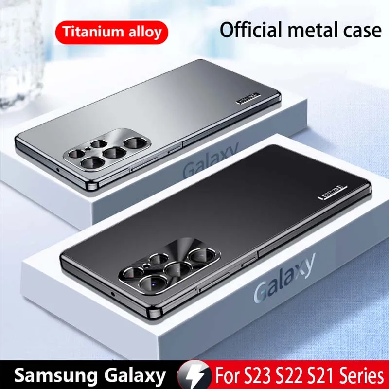 

Роскошный металлический магнитный чехол для Samsung Galaxy S23 S22 S21 Ultra Plus ультратонкий защитный чехол из титанового сплава для объектива Coque