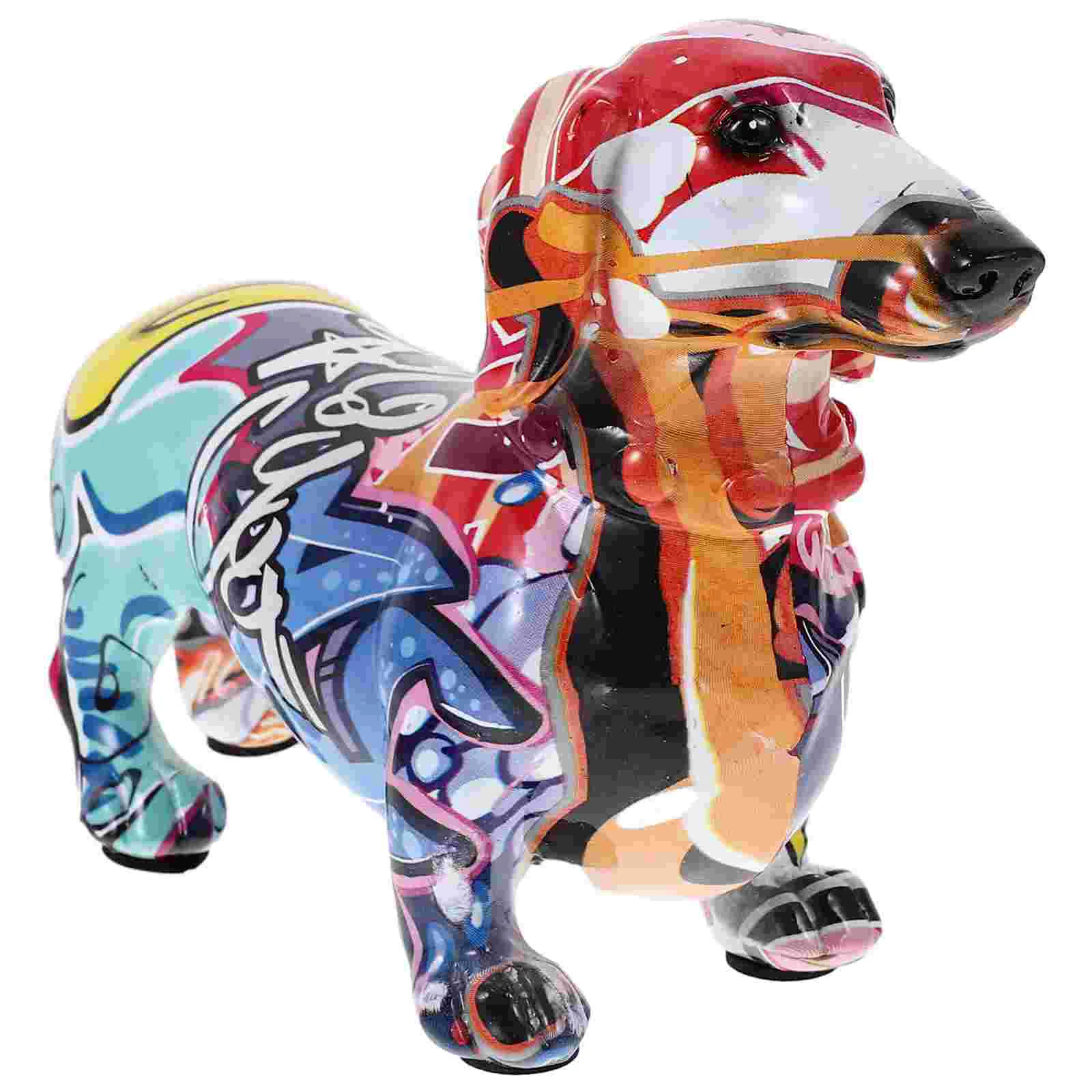 

Office Decorations Graffiti Dachshund Statues Small The Ornament Resin Sculpture Animal