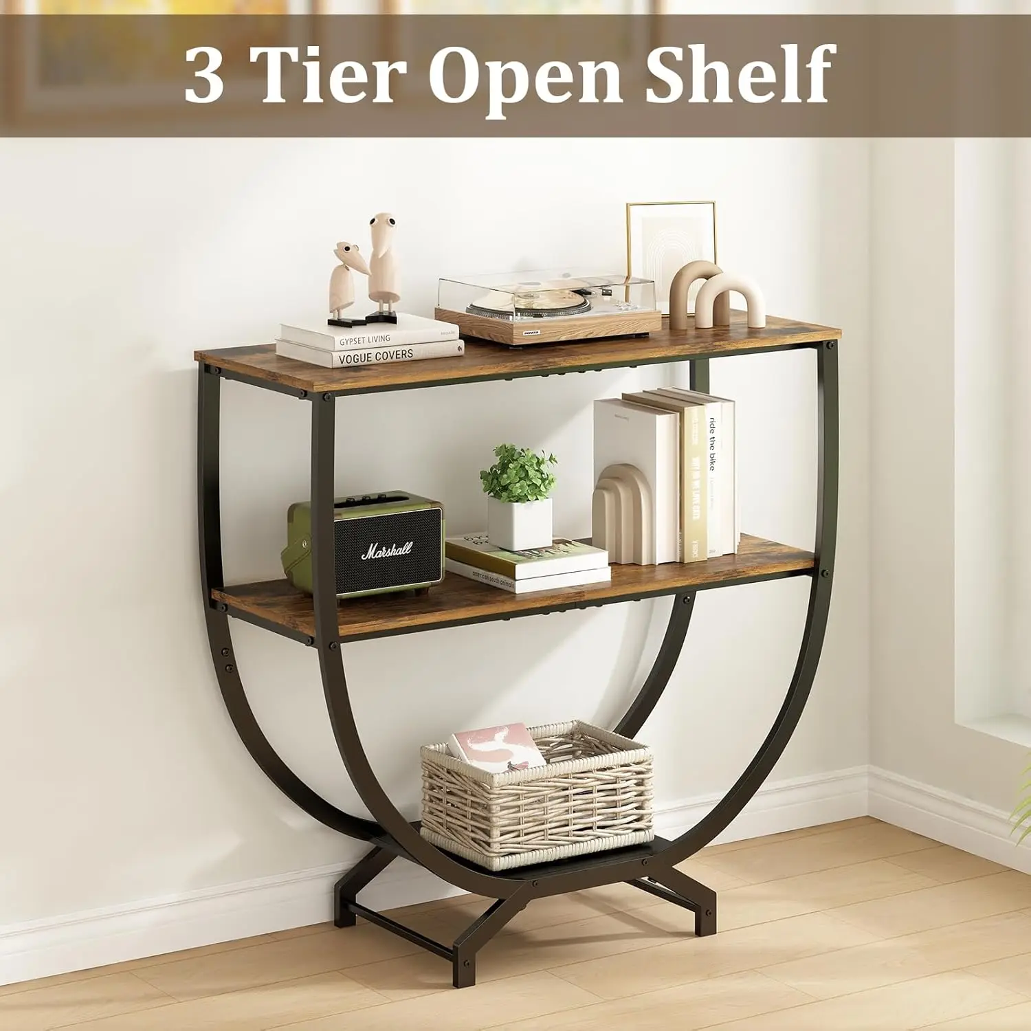 3-Tier Industrial Console Table 5