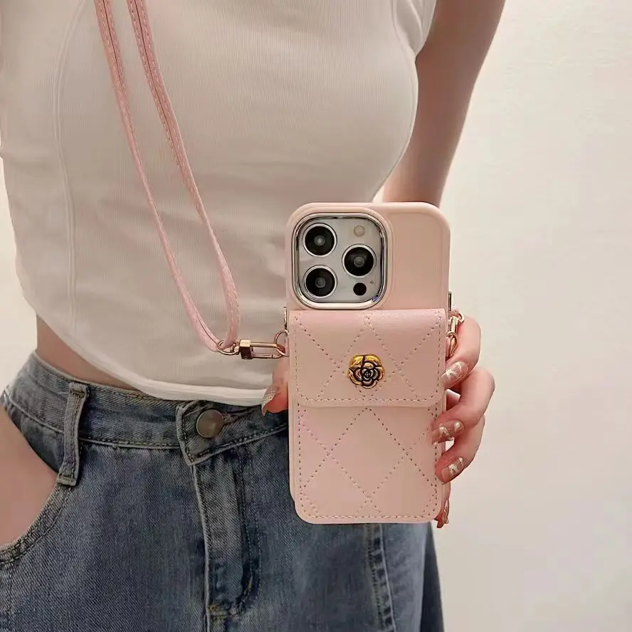 

Camellia Flower Bud Phone Case FOR IPhone 14 13 11 12 Pro 8 7 Plus X 13 Pro MAX Diagonal span rope Covers