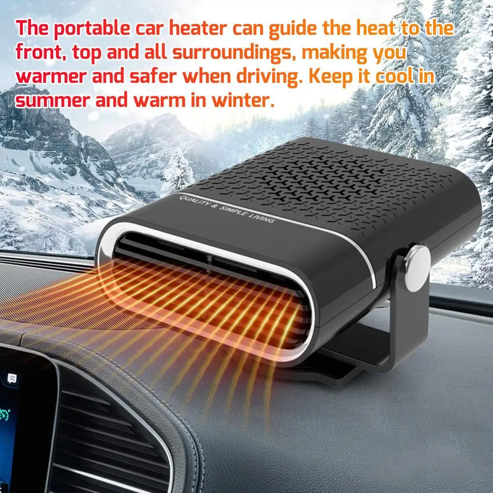 Desempañador de coche 2 en 1, máquina para eliminar la escarcha, la nieve y la niebla, para ventanas, parabrisas, descongelación, calentador automático de 12 V y 150 W_voghion.com