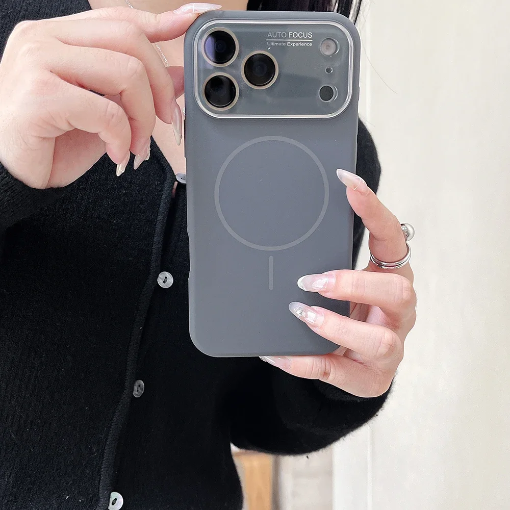 Premium Liquid Silicone Magnetic Charging Protective Phone Case with Glass Lens Cover