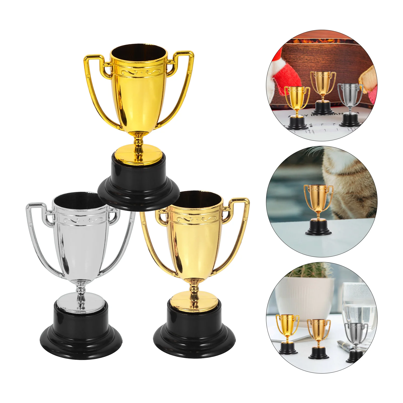 3 Pcs Mini Trophy Award Decorations Creative Plastic Souvenir Gift naments Sports Party Reward Stage Performance Memorabilia