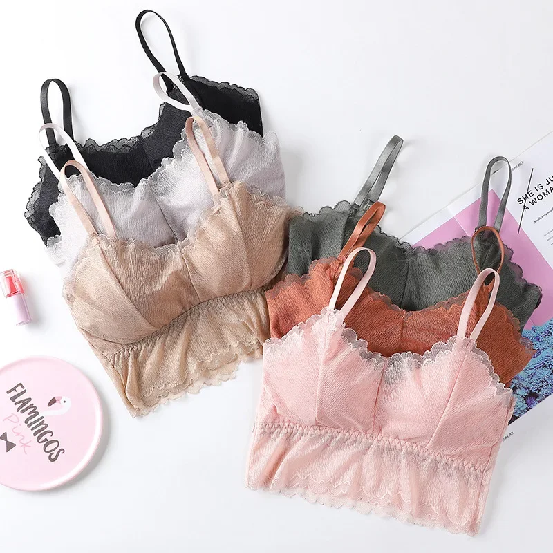 Lace Bralette With Removable Pads Wireless Bra For Women Summer_voghion.com
