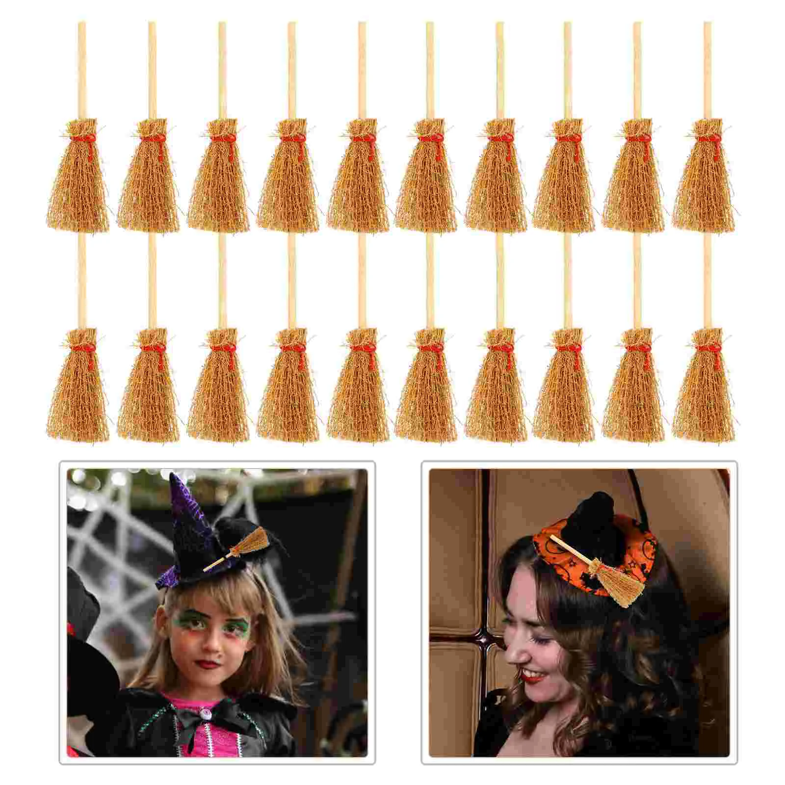

Coheali Witch Craft Miniature Straw Brooms Red Rope Mini Witches Prop Broom Models Witch Craft Halloween Party