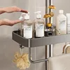 Bathroom Shower Head Holder Wall Mounted No Drilling Required Shampoo Organizer Rack Integrated Design Storage Shelf 3
