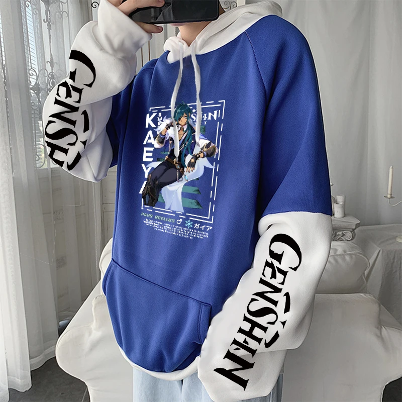 Harajuku Anime Game Genshin Impact Kaeya Alberch Hoodies Men Women Oversized Manga Print Long Sleeve Korean Fashion Sweatshirts 6