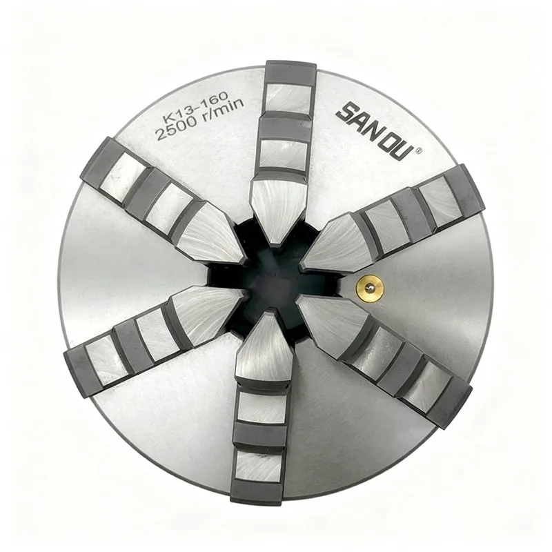 SANOU 160mm 수동 금속 선반척 6조 셀프 센터링 정밀 가공 및 연삭용 K13-160