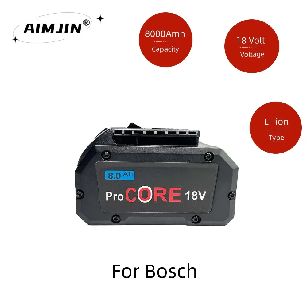 

8.0Ah For Bosch 18V 8000mAh Professional System Cordless Tool BAT609 BAT618 GBA18V8 21700 Battery ProCORE Replacement Battery