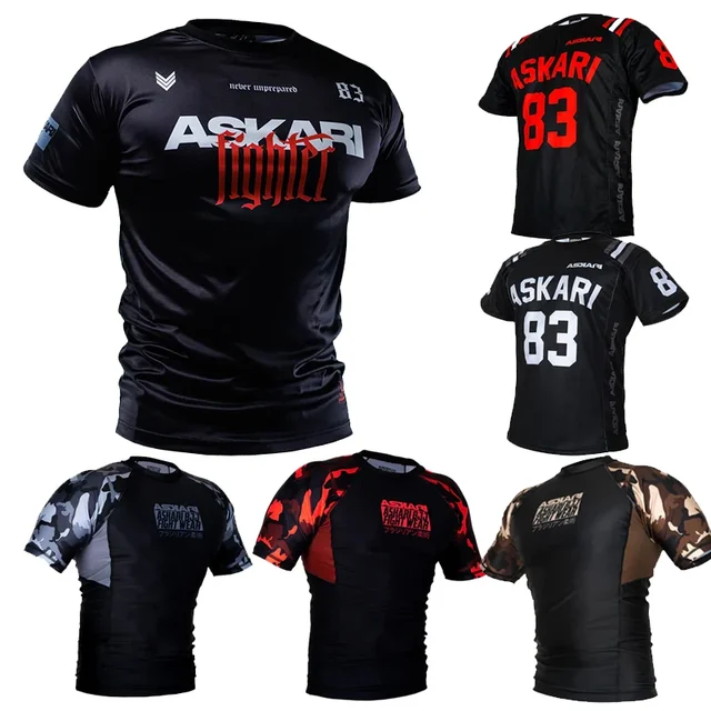 T-shirt de combat ASKARI, un vêtement respirant, durable et à séchage rapide, adapté aux hommes et aux femmes pour le fitness et la boxe 1