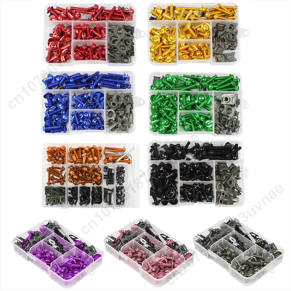 Screws Aluminum Windscreen Screws Colorful Fasteners Screws Set Motorcycle Fairing Bolt Kit Motorcycle Modified Parts 177pcs/Box