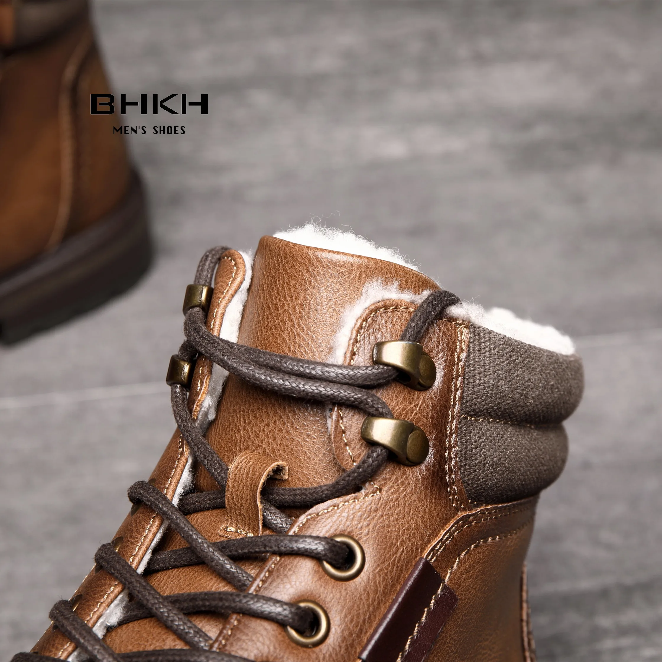 Winter Men Boots Fur Warm Ankle Boots Anti-Slip Snow Shoes Zip Lace-up Casual Man Shoes outdoor boots men leather boots business mens boots