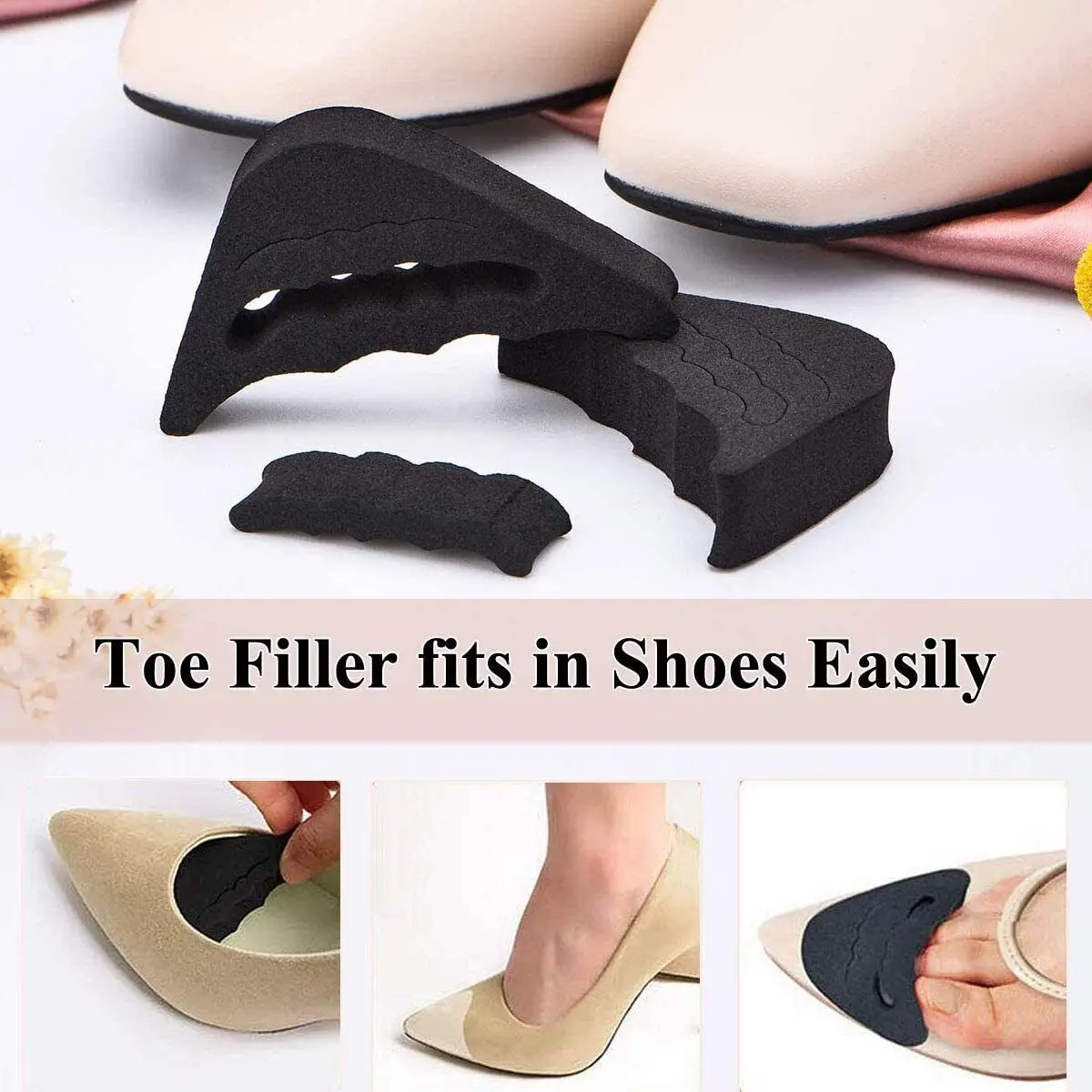 Toe Plug Soft Sponge Half Insoles Reusable Toe Filler Inserts for